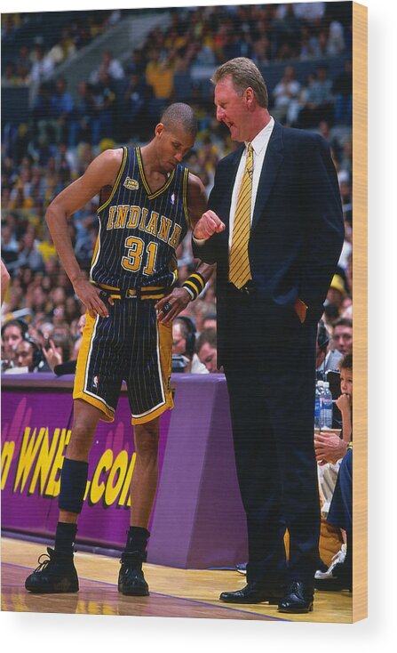 Playoffs Wood Print featuring the photograph Reggie Miller and Larry Bird by Nathaniel S. Butler