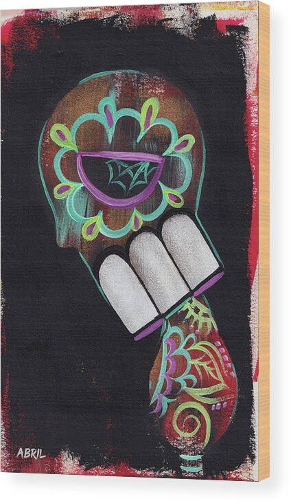 Dia De Los Muertos Wood Print featuring the painting Regret by Abril Andrade