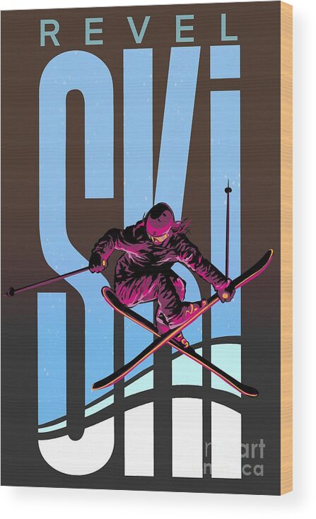 Freestyle Skiing Wood Print featuring the painting Revelski by Sassan Filsoof