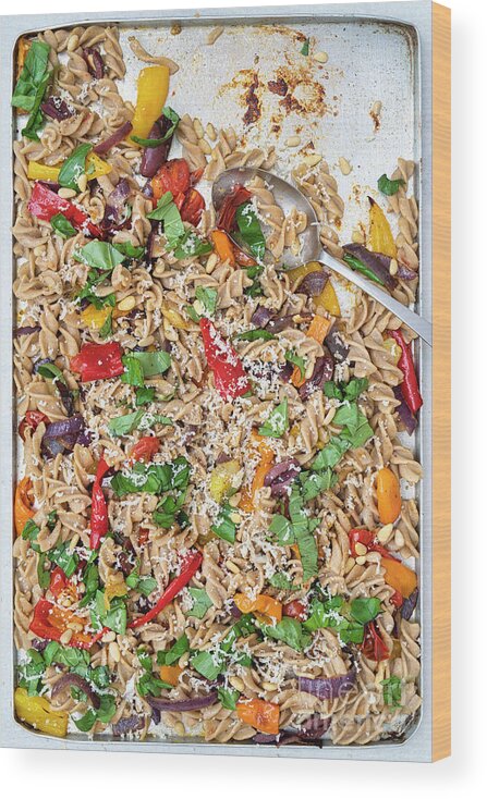 Pasta Wood Print featuring the photograph Roasted Tomato Pepper Pasta Bake by Tim Gainey