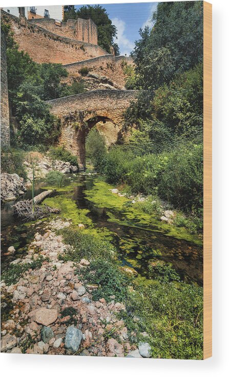 Ronda Wood Print featuring the photograph Ronda Lower bridge by Micah Offman
