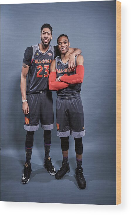 Event Wood Print featuring the photograph Russell Westbrook and Anthony Davis by Jennifer Pottheiser