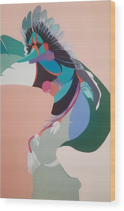 Kachina Wood Print featuring the painting Sakwahote by Marlene Burns