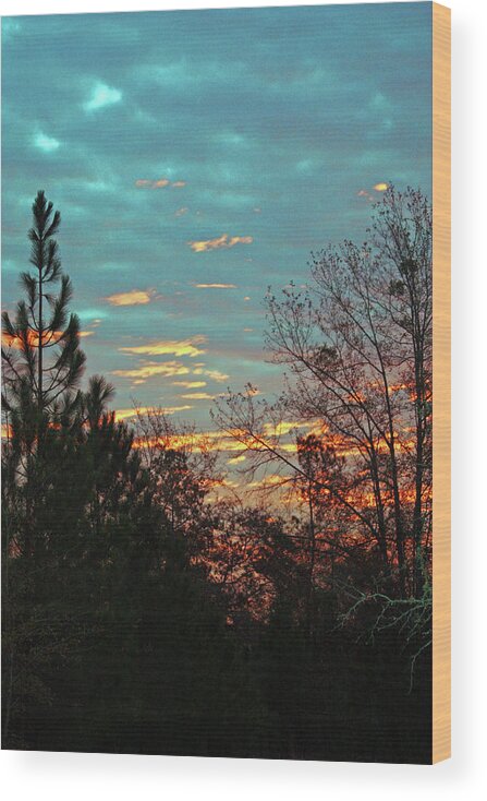 Sunset Wood Print featuring the photograph SC Sunset4269 by Carolyn Stagger Cokley