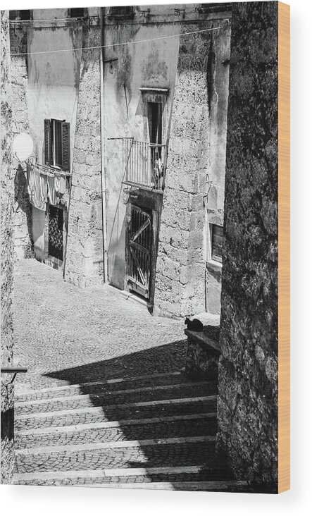 Italian Wood Print featuring the photograph Scanno, Italy - BW 01 by AM FineArtPrints