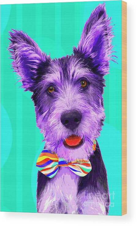 Dogs Wood Print featuring the photograph Scrappy Puppy PopART Joy by Renee Spade Photography