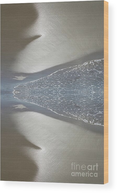 Sea Water Wood Print featuring the photograph Sea water meets silver sand. Abstract beach 2 by Adriana Mueller