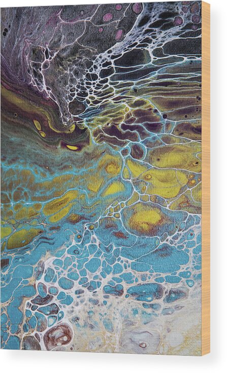 Abstract Wood Print featuring the painting Seafoam Abstract by Jani Freimann