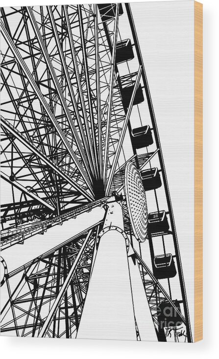 Great-wheel Wood Print featuring the digital art Seattle Great Wheel by Kirt Tisdale