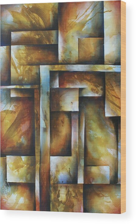 Cubism Wood Print featuring the painting Stop by Michael Lang