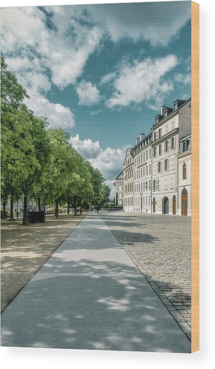 Geneva Wood Print featuring the photograph Shadows and Clouds St Antoine Promenade by Benoit Bruchez