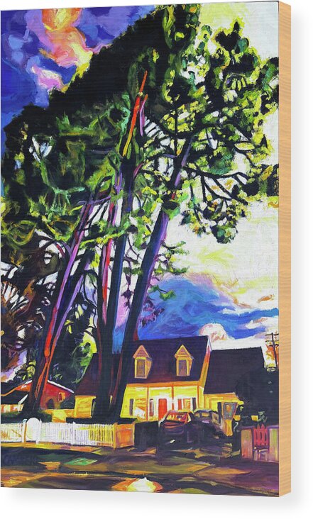 Trees Wood Print featuring the painting Sheltering by Bonnie Lambert