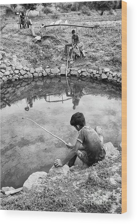 India Wood Print featuring the photograph Simply Fishing by Tim Gainey