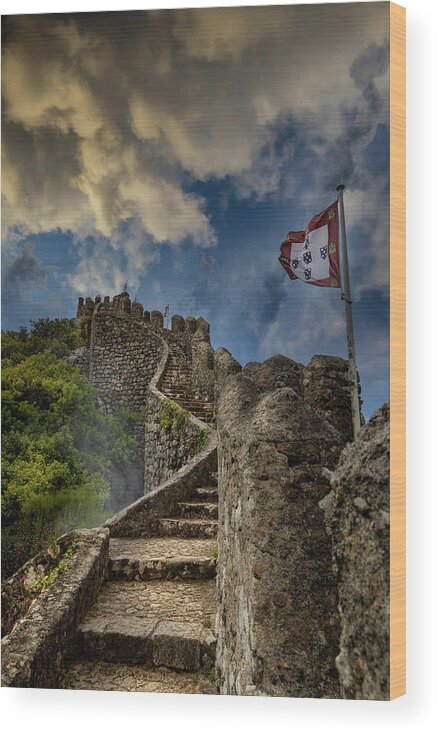 Castle Of The Moors Wood Print featuring the photograph Sintra Moorish Castle Rampart by Micah Offman