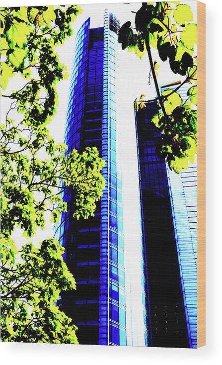 Skyscraper Wood Print featuring the photograph Skyscraper And Tree In Warsaw, Poland 4 by John Siest