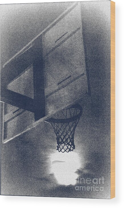 Basketball Wood Print featuring the photograph Slam Dunk the Night by Heather Kirk