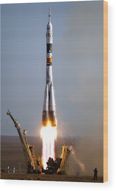 Soyuz Wood Print featuring the photograph Soyuz Rocket Launch by Long Shot