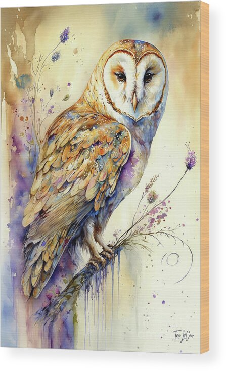 Owl Wood Print featuring the painting The Spirit Owl by Tina LeCour