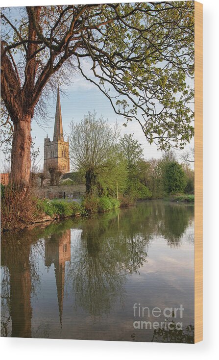 Church Wood Print featuring the photograph Spring Sunrise over Burford Church by Tim Gainey