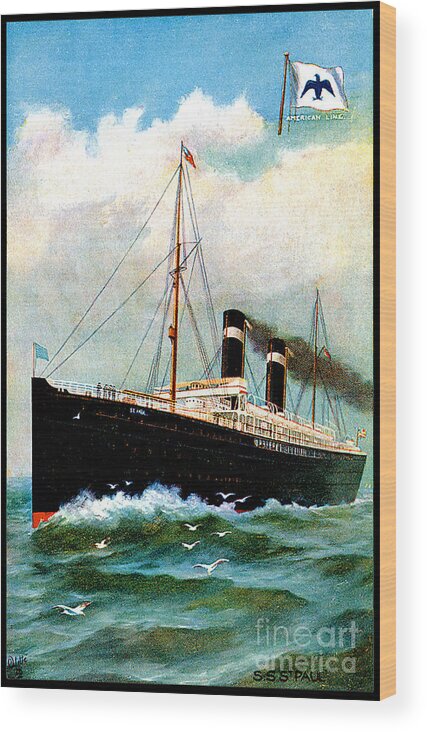 Paul Wood Print featuring the painting SS Saint Paul Cruise Ship by Unknown