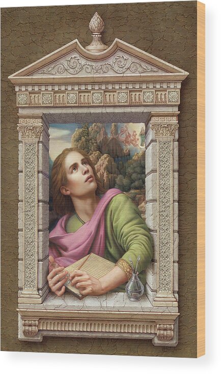 Christian Art Wood Print featuring the painting St. John of Patmos 2 by Kurt Wenner