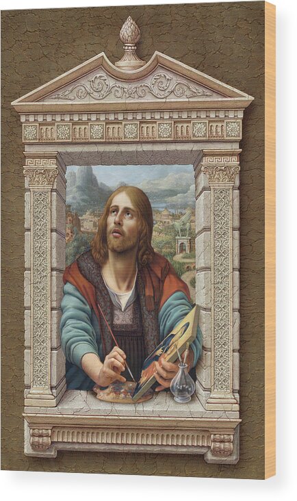 Christian Art Wood Print featuring the painting St. Luke 2 by Kurt Wenner