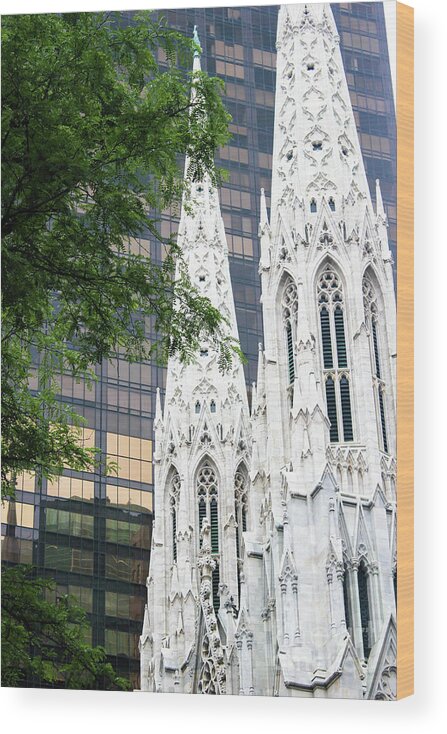 New York City Wood Print featuring the photograph St Patricks Cathedral by Wilko van de Kamp Fine Photo Art