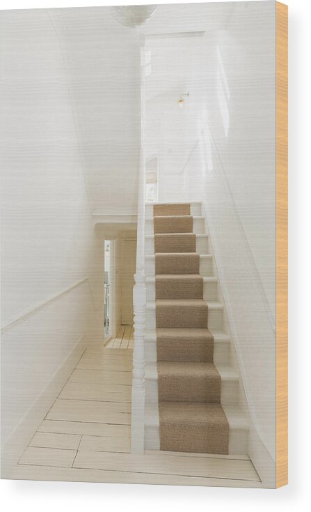 Tranquility Wood Print featuring the photograph Staircase in house by Charlie Dean