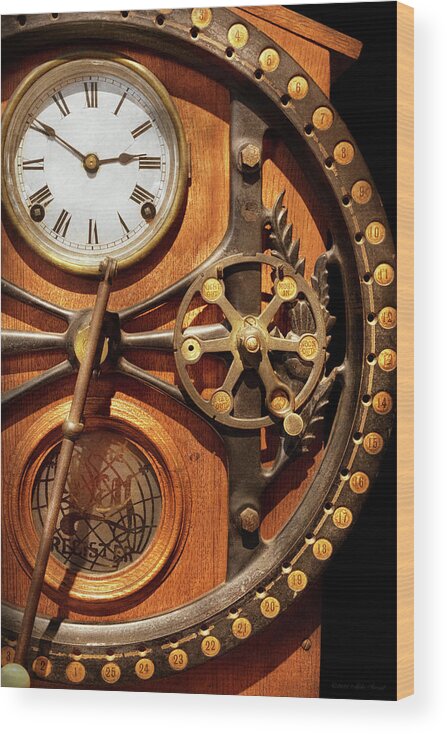 Steampunk Art Wood Print featuring the photograph Steampunk - Clock - The dial recorder by Mike Savad