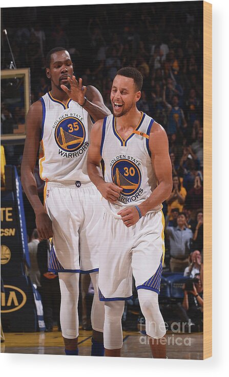 Stephen Curry Wood Print featuring the photograph Stephen Curry and Kevin Durant by Noah Graham