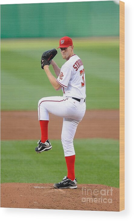 Stephen Strasburg Wood Print featuring the photograph Stephen Strasburg by G Fiume