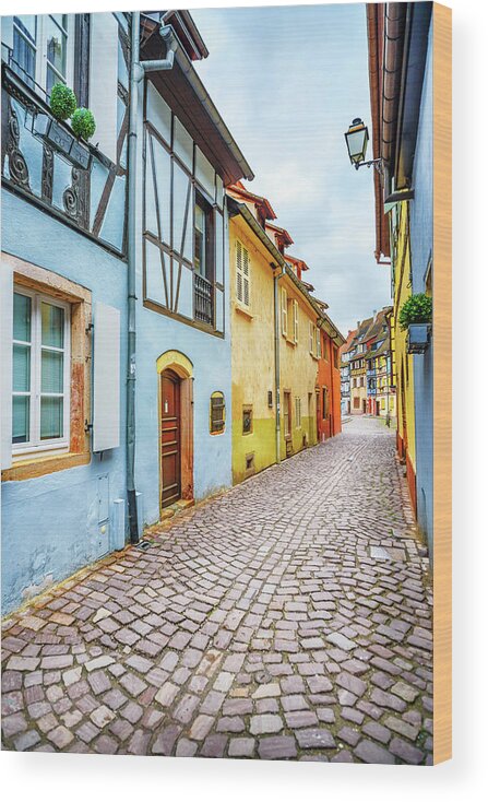 Alsace Wood Print featuring the photograph Street of Alsace, Colmar by Stefano Orazzini