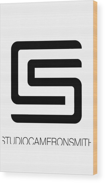Monogram Wood Print featuring the digital art Studio Logo, black by Cameron Smith