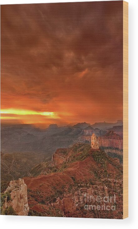 North America Wood Print featuring the photograph Stunning Red Storm Clouds Over The North Rim Grand Canyon Arizona by Dave Welling