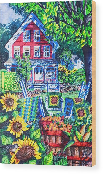 Summer Wood Print featuring the painting Summer Joy by Diane Phalen