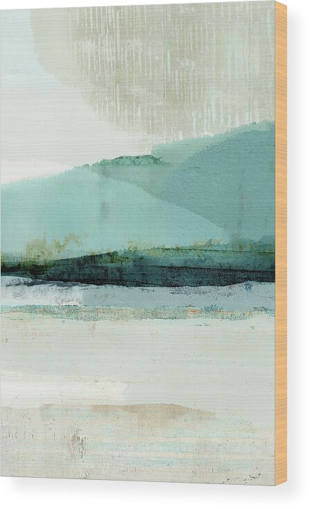 Abstract Wood Print featuring the painting Summer Rain I by Flora Kouta