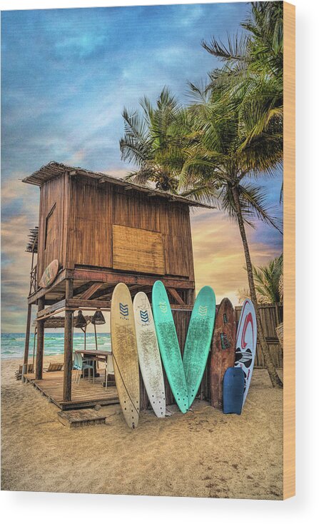 African Wood Print featuring the photograph Summer Surf Shack by Debra and Dave Vanderlaan