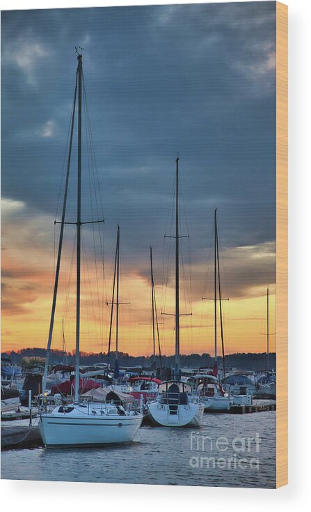 Freedom Boat Club Wood Print featuring the photograph Sunset at the Marina by Amy Dundon