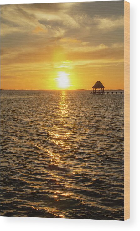 Ambergris Wood Print featuring the photograph Sunset in Belize by Cindy Robinson