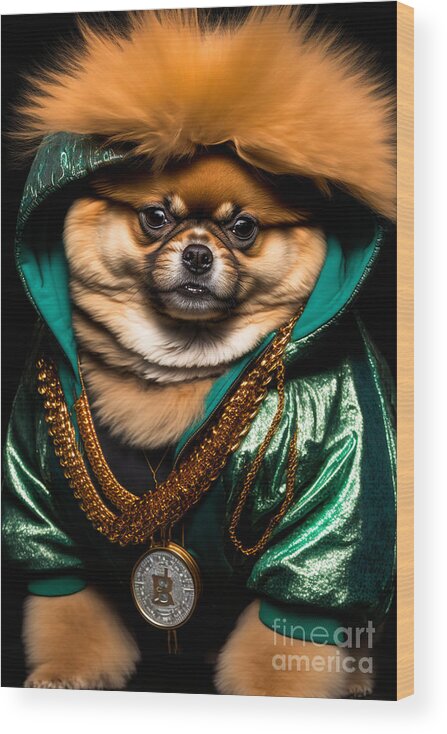 'sup Dawgg Pomeranian Wood Print featuring the mixed media 'Sup Dawgg Pomeranian by Jay Schankman