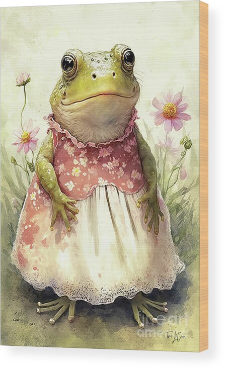 Bullfrog Wood Print featuring the painting Sweet Little Amelia by Tina LeCour