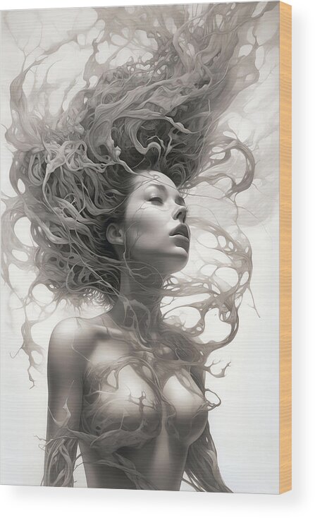 Surreality Wood Print featuring the digital art Swirling in the infinite storm by Jim Brey