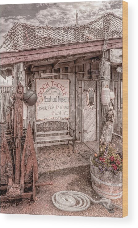 Dock Wood Print featuring the photograph Tackle Shop and Nautical Museum Beachhouse by Debra and Dave Vanderlaan