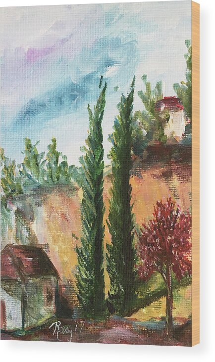 Temecula Wood Print featuring the painting Temecula Cyprus by Roxy Rich