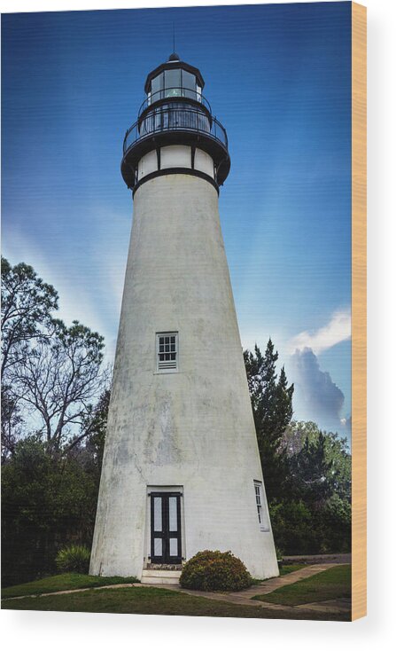 Clouds Wood Print featuring the photograph The Amelia Island Lighthouse by Debra and Dave Vanderlaan
