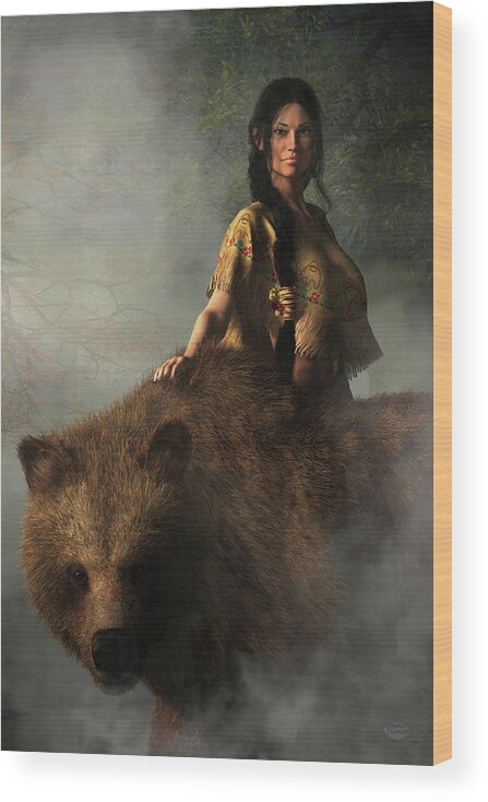Bear Wife Wood Print featuring the digital art The Bear Wife by Daniel Eskridge