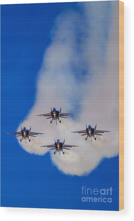 Top Gun Wood Print featuring the photograph The Blue Angels - U.S. Navy Flight Demonstration Squadron by Sam Antonio