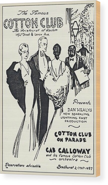 Harlem The Cotton Club Wood Print featuring the mixed media The Cotton Club by Pheasant Run Gallery