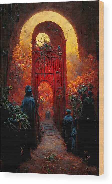 The Gates Of Karma Wood Print featuring the painting The Gates of KARMA - oryginal artwork by Vart. by Vart