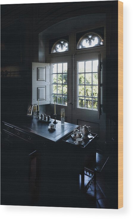In The Dark Wood Print featuring the photograph The Queen's writing desk by Micah Offman